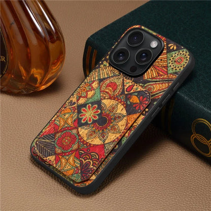For iPhone 15 Pro Floral Flower Phone Cover Card Slots Kickstand Back Case
