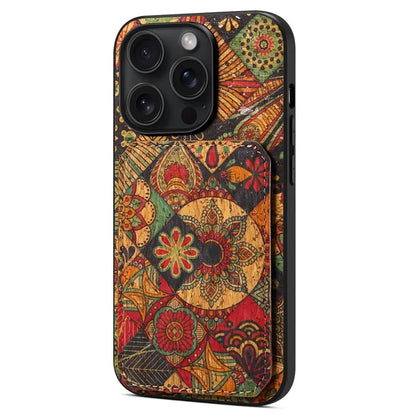 For iPhone 15 Pro Max Phone Case with Card Holder Flower Phone Cover