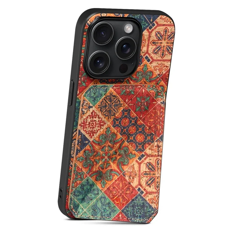 For iPhone 15 Pro Max Phone Case with Card Holder Flower Phone Cover
