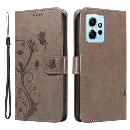 For Xiaomi Redmi Note 12 4G Cell Phone Case Apricot Blossom Butterfly Pattern Imprinted Leather Cover
