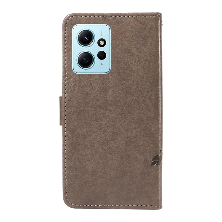 For Xiaomi Redmi Note 12 4G Cell Phone Case Apricot Blossom Butterfly Pattern Imprinted Leather Cover