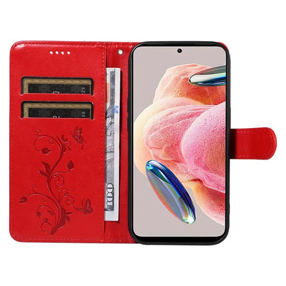 For Xiaomi Redmi Note 12 4G Cell Phone Case Apricot Blossom Butterfly Pattern Imprinted Leather Cover