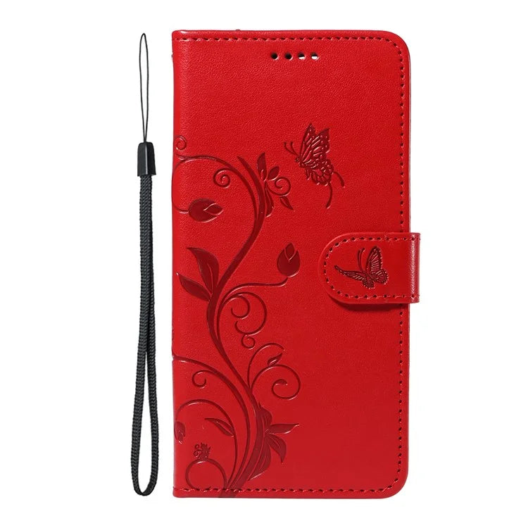 For Xiaomi Redmi Note 12 4G Cell Phone Case Apricot Blossom Butterfly Pattern Imprinted Leather Cover
