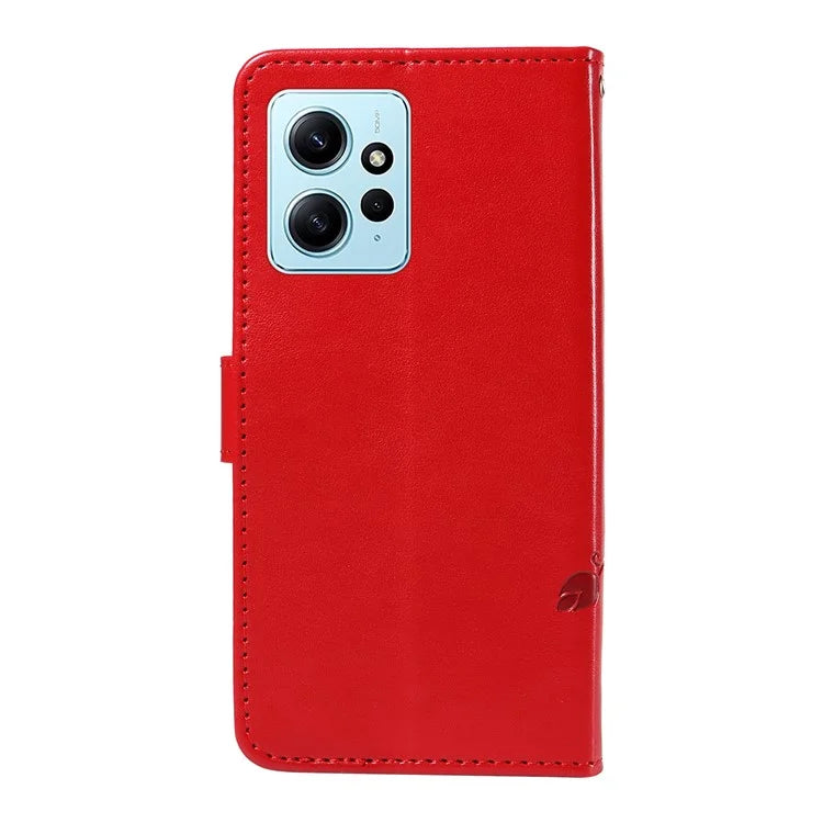 For Xiaomi Redmi Note 12 4G Cell Phone Case Apricot Blossom Butterfly Pattern Imprinted Leather Cover