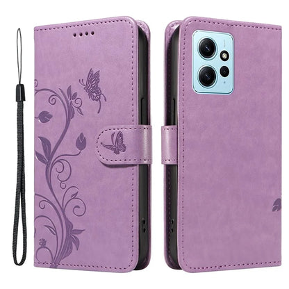 For Xiaomi Redmi Note 12 4G Cell Phone Case Apricot Blossom Butterfly Pattern Imprinted Leather Cover