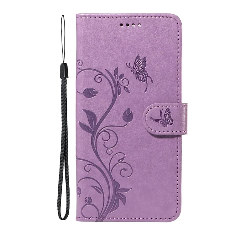 For Xiaomi Redmi Note 12 4G Cell Phone Case Apricot Blossom Butterfly Pattern Imprinted Leather Cover