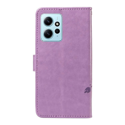 For Xiaomi Redmi Note 12 4G Cell Phone Case Apricot Blossom Butterfly Pattern Imprinted Leather Cover