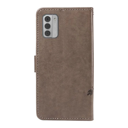 For Nokia G42 Magnetic Case Imprint Flower Butterfly Pattern Stand Wallet Cover