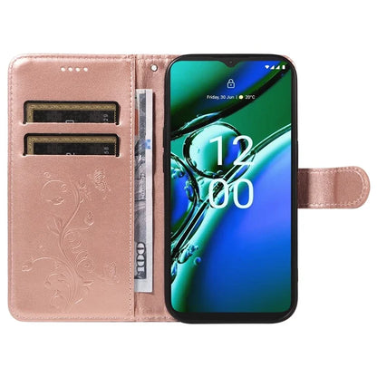 For Nokia G42 Magnetic Case Imprint Flower Butterfly Pattern Stand Wallet Cover