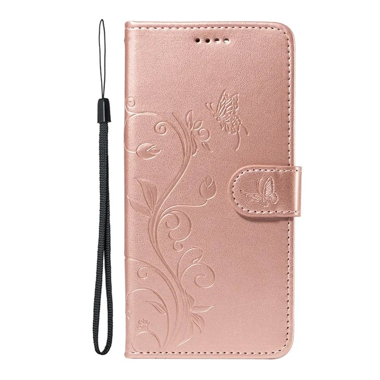 For Nokia G42 Magnetic Case Imprint Flower Butterfly Pattern Stand Wallet Cover