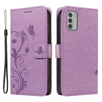 For Nokia G42 Magnetic Case Imprint Flower Butterfly Pattern Stand Wallet Cover