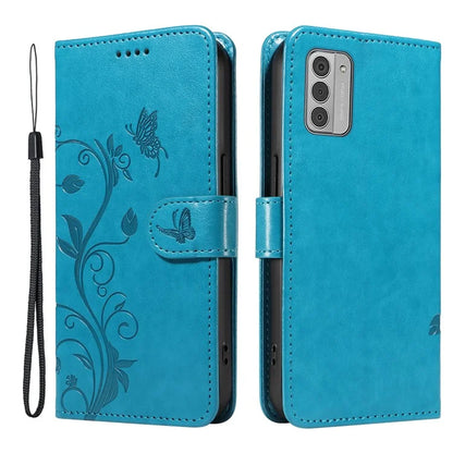 For Nokia G42 Magnetic Case Imprint Flower Butterfly Pattern Stand Wallet Cover