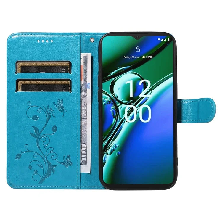 For Nokia G42 Magnetic Case Imprint Flower Butterfly Pattern Stand Wallet Cover
