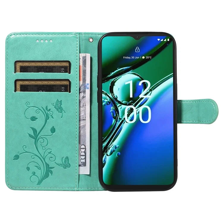 For Nokia G42 Magnetic Case Imprint Flower Butterfly Pattern Stand Wallet Cover