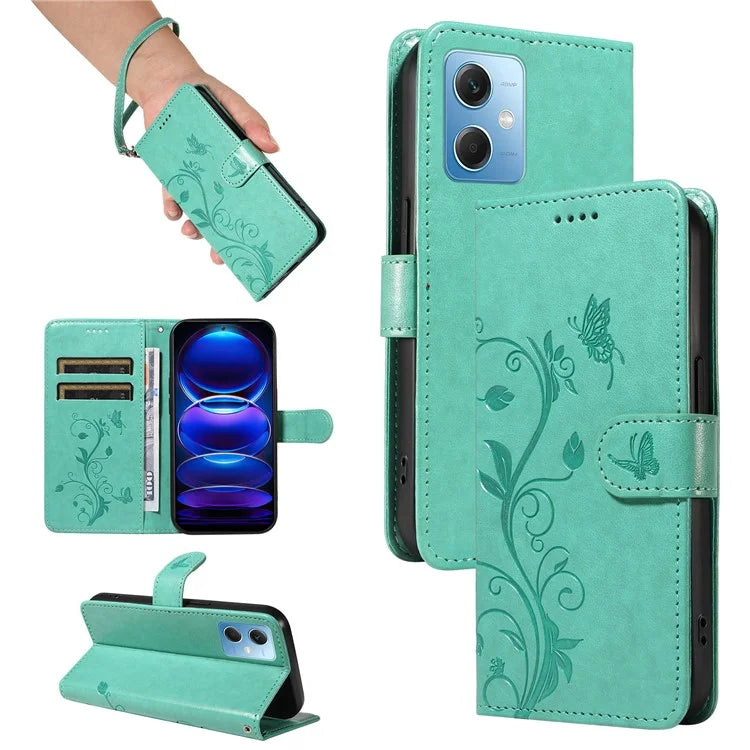 For Xiaomi Redmi Note 12 5G (China) / (India) / (Global) / Poco X5 5G Case Butterfly Flower Imprinted Phone Cover