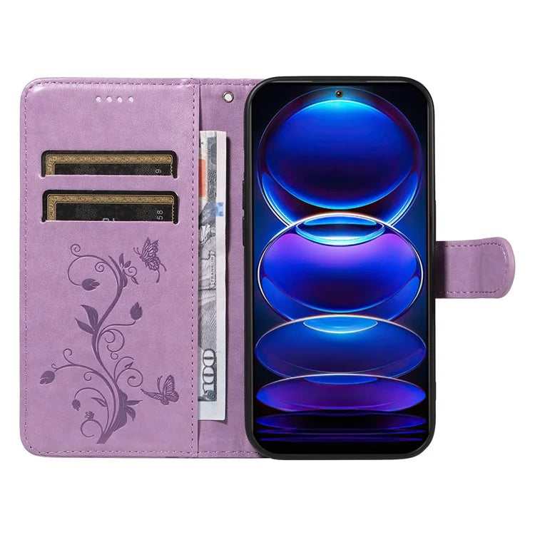 For Xiaomi Redmi Note 12 5G (China) / (India) / (Global) / Poco X5 5G Case Butterfly Flower Imprinted Phone Cover