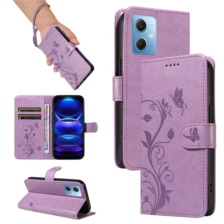 For Xiaomi Redmi Note 12 5G (China) / (India) / (Global) / Poco X5 5G Case Butterfly Flower Imprinted Phone Cover
