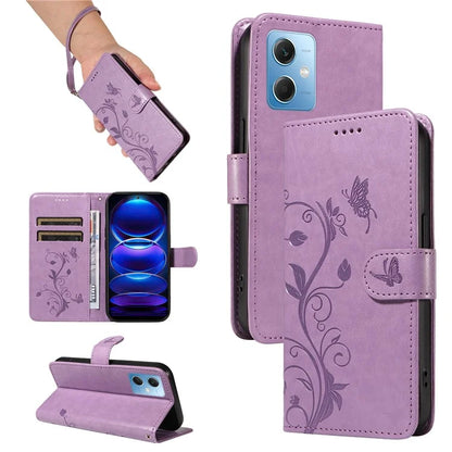 For Xiaomi Redmi Note 12 5G (China) / (India) / (Global) / Poco X5 5G Case Butterfly Flower Imprinted Phone Cover