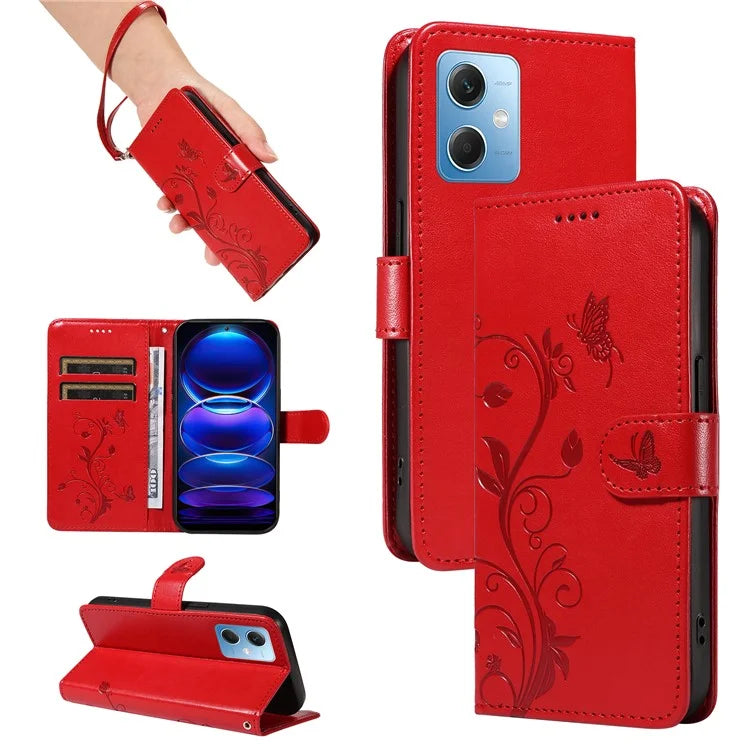 For Xiaomi Redmi Note 12 5G (China) / (India) / (Global) / Poco X5 5G Case Butterfly Flower Imprinted Phone Cover