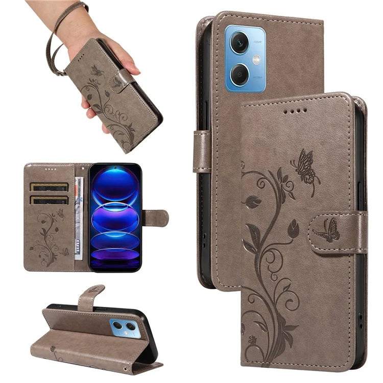 For Xiaomi Redmi Note 12 5G (China) / (India) / (Global) / Poco X5 5G Case Butterfly Flower Imprinted Phone Cover