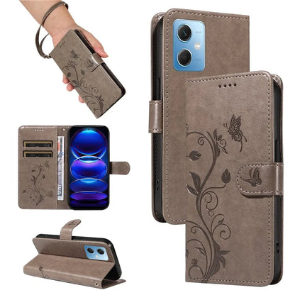 For Xiaomi Redmi Note 12 5G (China) / (India) / (Global) / Poco X5 5G Case Butterfly Flower Imprinted Phone Cover