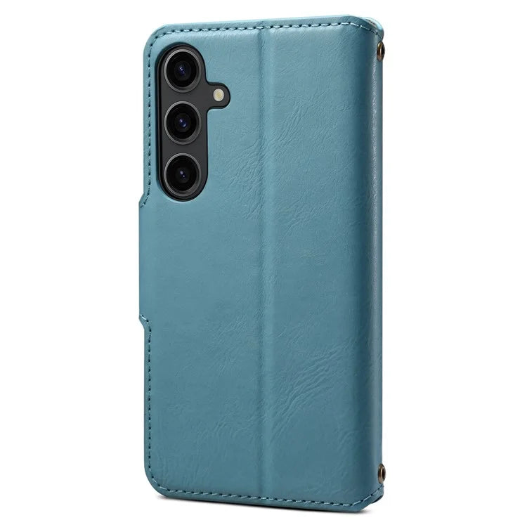 DENIOR For Samsung Galaxy S24 Leather Wallet Case Stand Cover Cowhide Texture