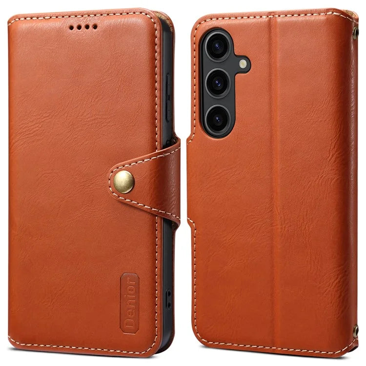 DENIOR For Samsung Galaxy S24 Leather Wallet Case Stand Cover Cowhide Texture