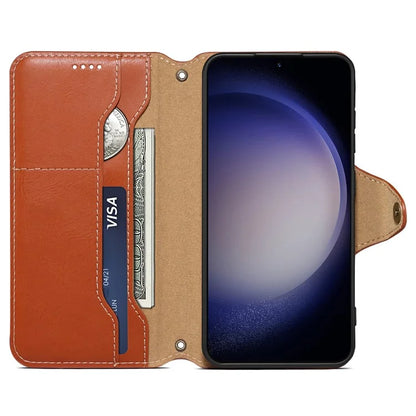 DENIOR For Samsung Galaxy S24 Leather Wallet Case Stand Cover Cowhide Texture