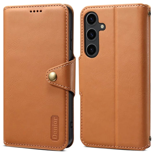 DENIOR For Samsung Galaxy S24+ Phone Case Cowhide Texture Leather Wallet Cover