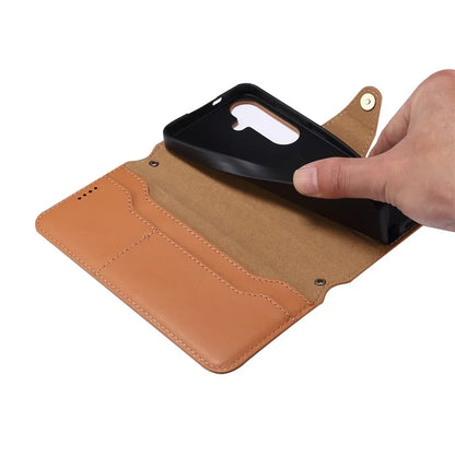 DENIOR For Samsung Galaxy S24+ Phone Case Cowhide Texture Leather Wallet Cover