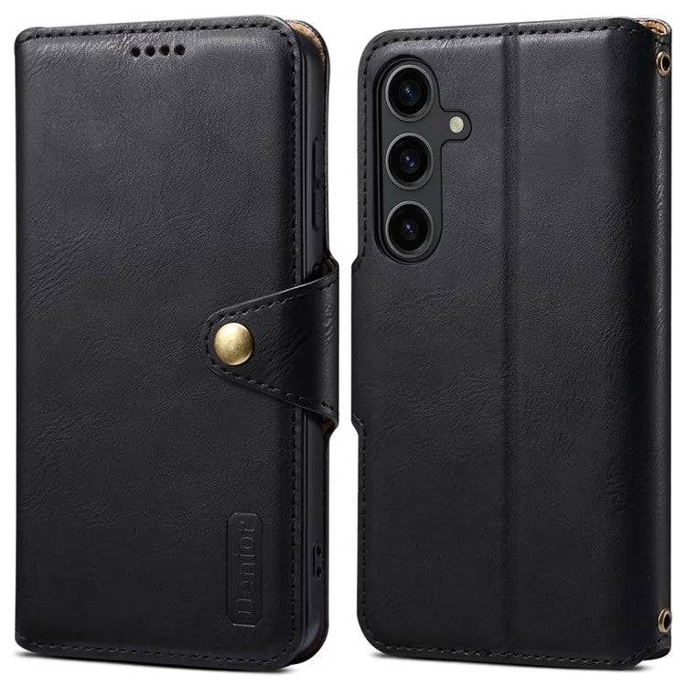 DENIOR For Samsung Galaxy S24+ Phone Case Cowhide Texture Leather Wallet Cover