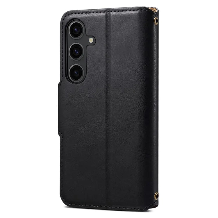 DENIOR For Samsung Galaxy S24+ Phone Case Cowhide Texture Leather Wallet Cover