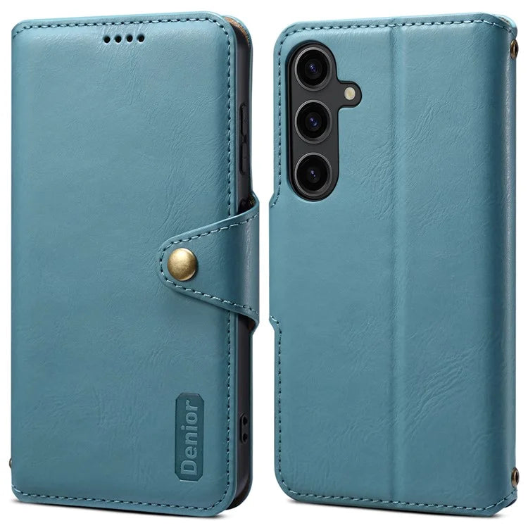 DENIOR For Samsung Galaxy S24+ Phone Case Cowhide Texture Leather Wallet Cover