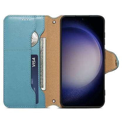 DENIOR For Samsung Galaxy S24+ Phone Case Cowhide Texture Leather Wallet Cover