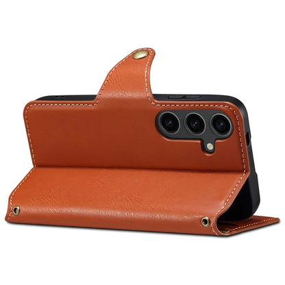 DENIOR For Samsung Galaxy S24+ Phone Case Cowhide Texture Leather Wallet Cover