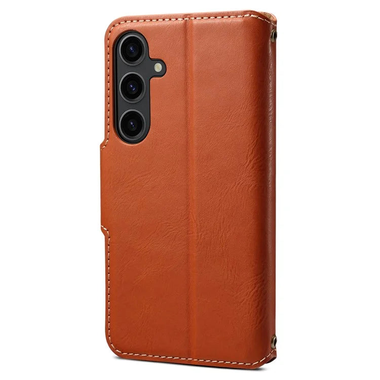 DENIOR For Samsung Galaxy S24+ Phone Case Cowhide Texture Leather Wallet Cover