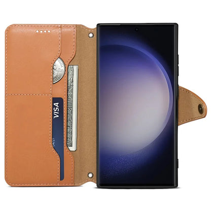 DENIOR For Samsung Galaxy S24 Ultra Case Cowhide Texture Leather Wallet Cover