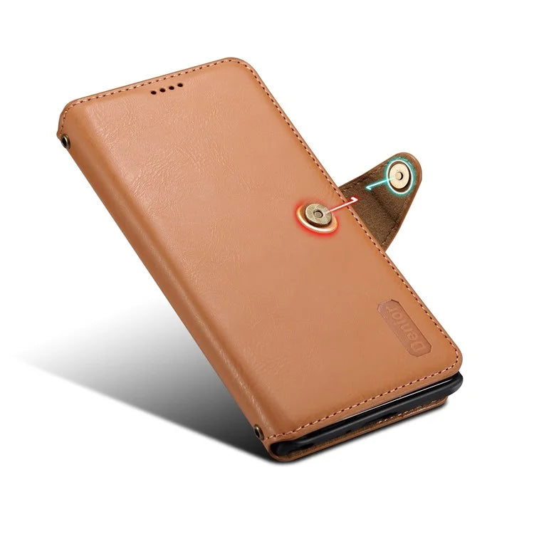 DENIOR For Samsung Galaxy S24 Ultra Case Cowhide Texture Leather Wallet Cover