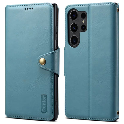 DENIOR For Samsung Galaxy S24 Ultra Case Cowhide Texture Leather Wallet Cover