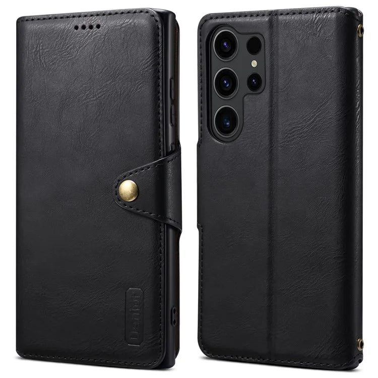 DENIOR For Samsung Galaxy S24 Ultra Case Cowhide Texture Leather Wallet Cover