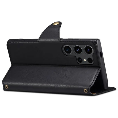 DENIOR For Samsung Galaxy S24 Ultra Case Cowhide Texture Leather Wallet Cover
