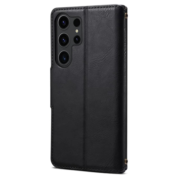 DENIOR For Samsung Galaxy S24 Ultra Case Cowhide Texture Leather Wallet Cover