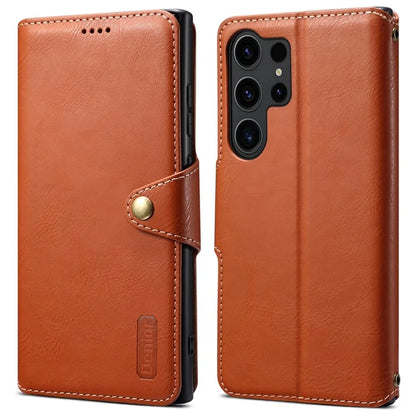 DENIOR For Samsung Galaxy S24 Ultra Case Cowhide Texture Leather Wallet Cover