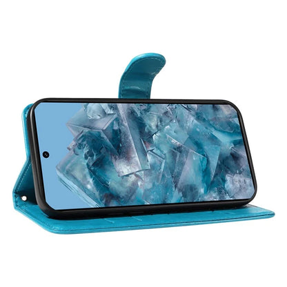 For Google Pixel 8 Pro Case PU Leather Card Slots Phone Protector with Butterfly Flower Pattern