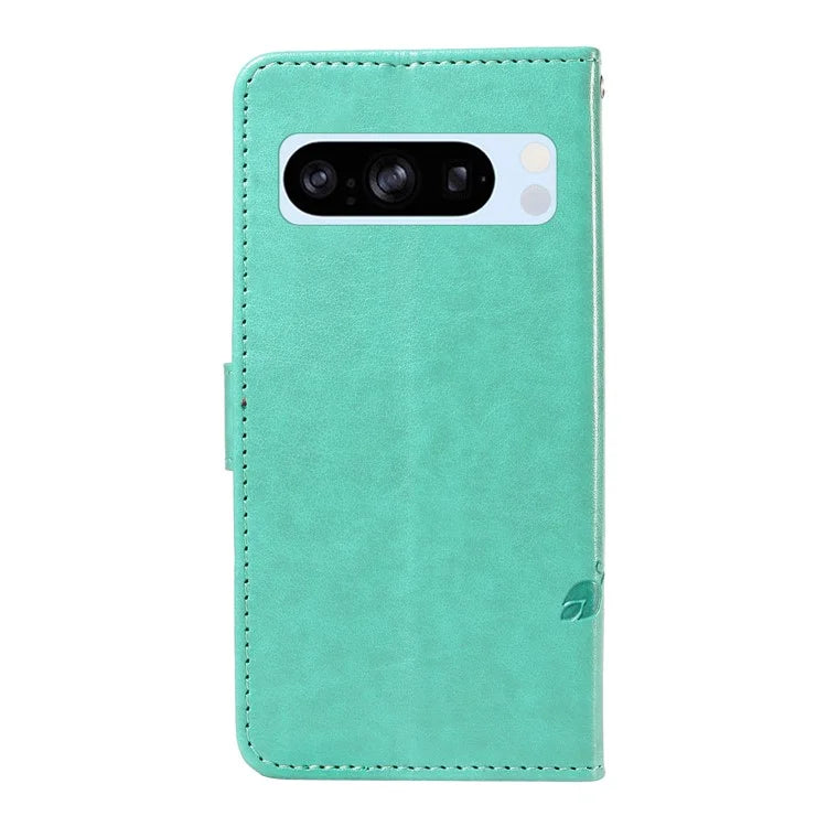 For Google Pixel 8 Pro Case PU Leather Card Slots Phone Protector with Butterfly Flower Pattern