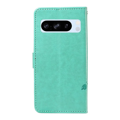 For Google Pixel 8 Pro Case PU Leather Card Slots Phone Protector with Butterfly Flower Pattern