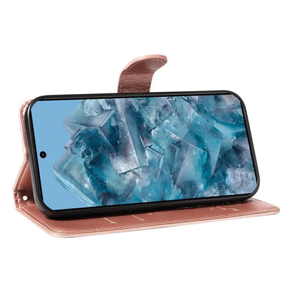 For Google Pixel 8 Pro Case PU Leather Card Slots Phone Protector with Butterfly Flower Pattern