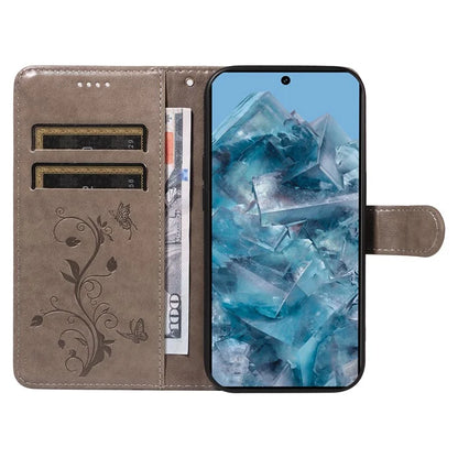 For Google Pixel 8 Pro Case PU Leather Card Slots Phone Protector with Butterfly Flower Pattern