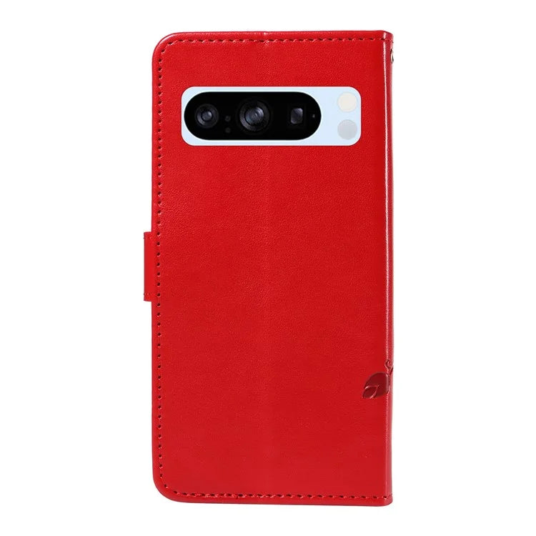 For Google Pixel 8 Pro Case PU Leather Card Slots Phone Protector with Butterfly Flower Pattern