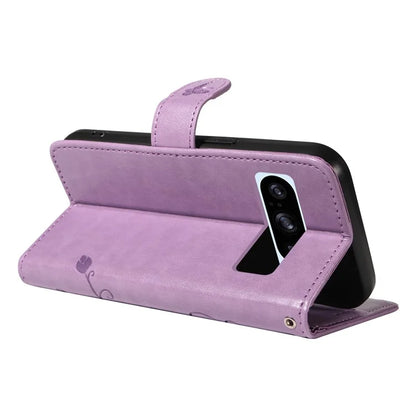 For Google Pixel 8 Pro Case PU Leather Card Slots Phone Protector with Butterfly Flower Pattern